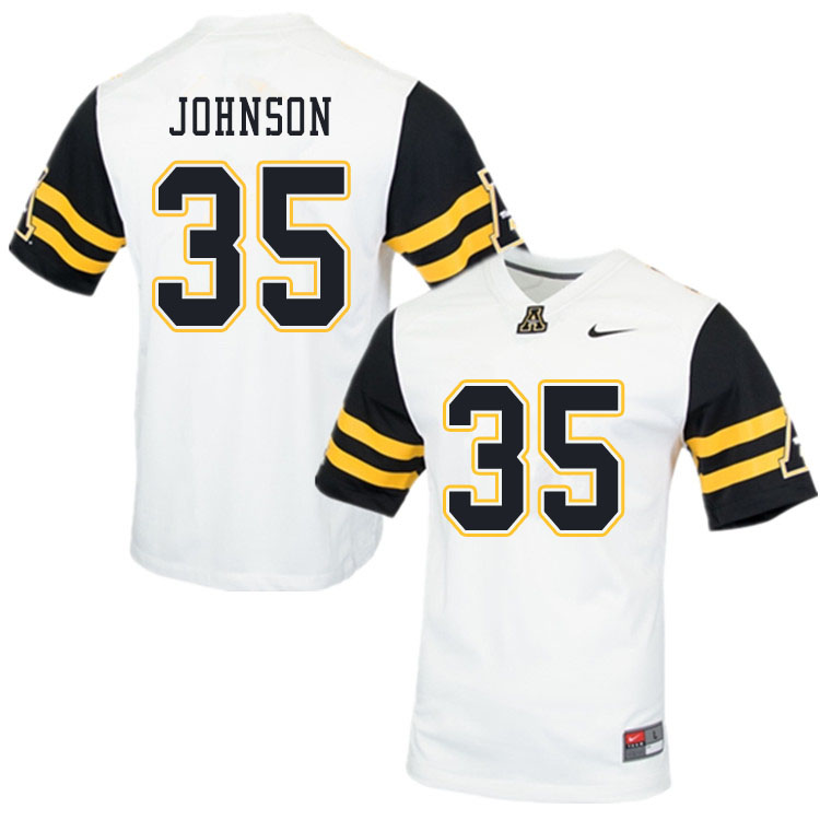Men #35 Elijah Johnson Appalachian State Mountaineers College Football Jerseys Sale-White
